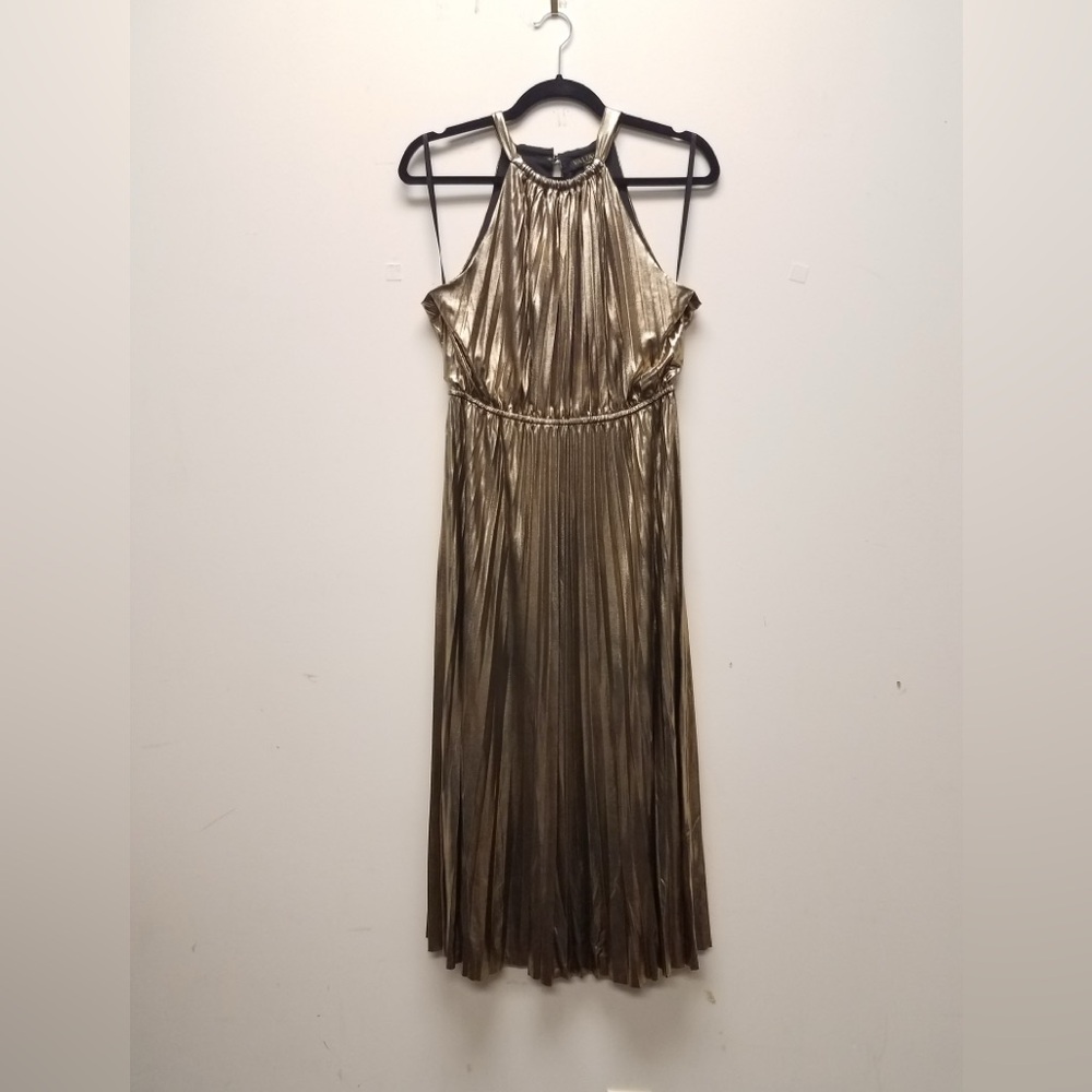 Valiant Gold print Midi dress